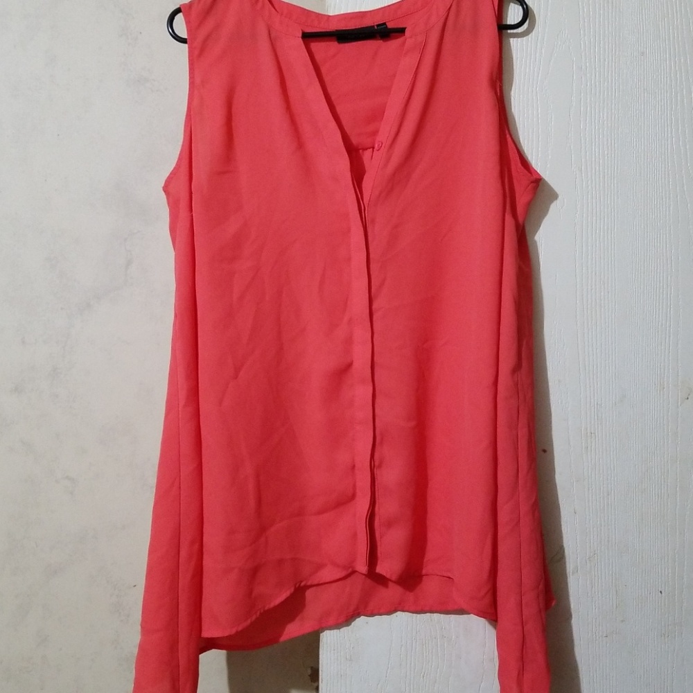 Orange flowy summer blouse